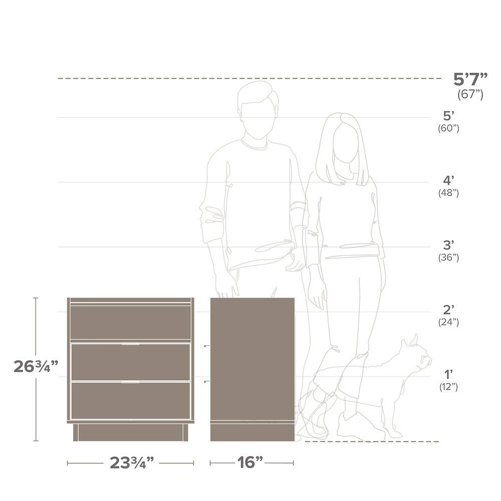 5'7" (67")  
5' (60")  
4' (48")  
3' (36")  
2' (24")  
26 3/4"  
1' (12")  
23 3/4"  
16"