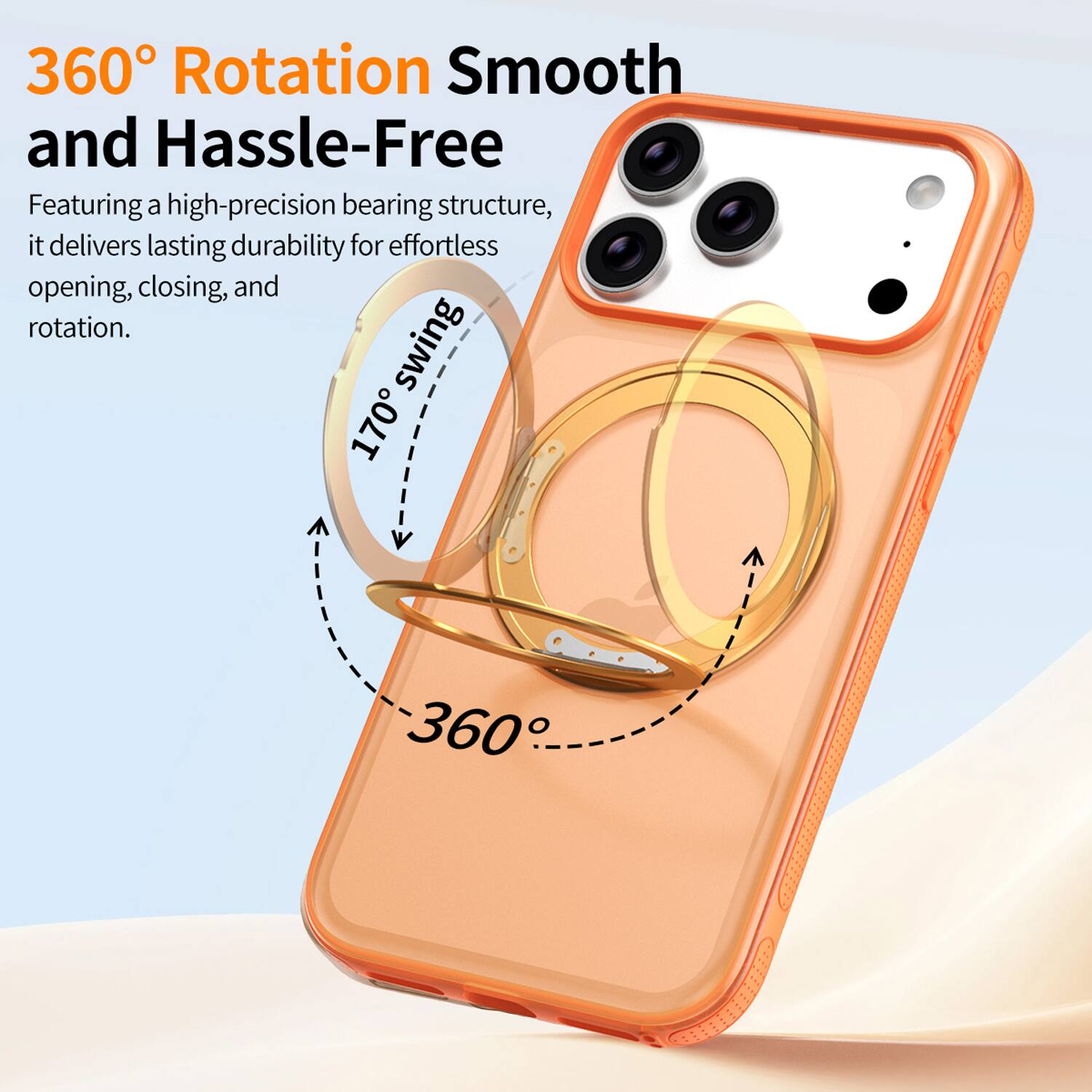 360° Rotation Smooth and Hassle-Free

Featuring a high-precision bearing structure, it delivers lasting durability for effortless opening, closing, and rotation.

170° swing

360°