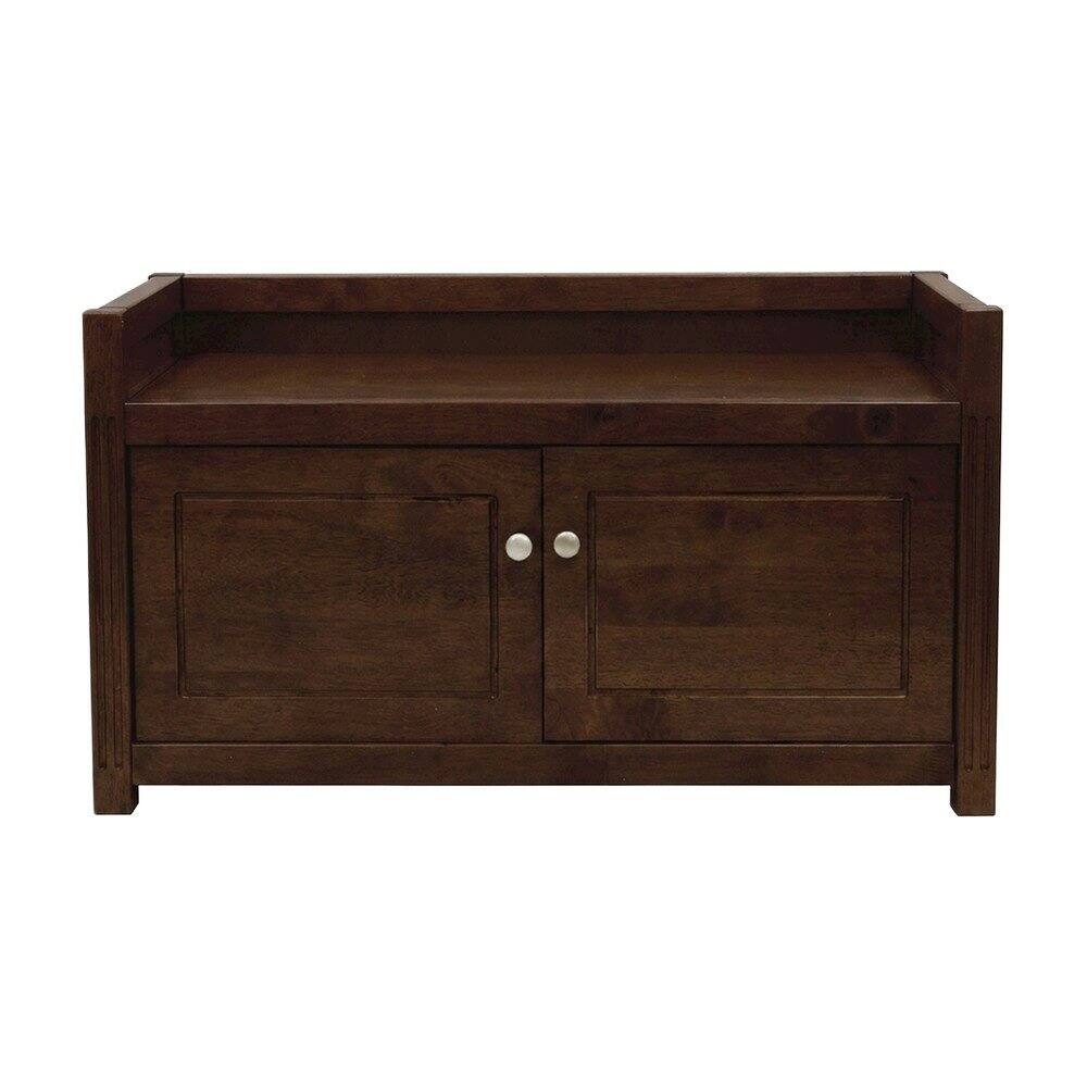 Left. FurniFact - Solid Wood Entryway Bench with Lift-Top Storage for Shoe Rack - Walnut.