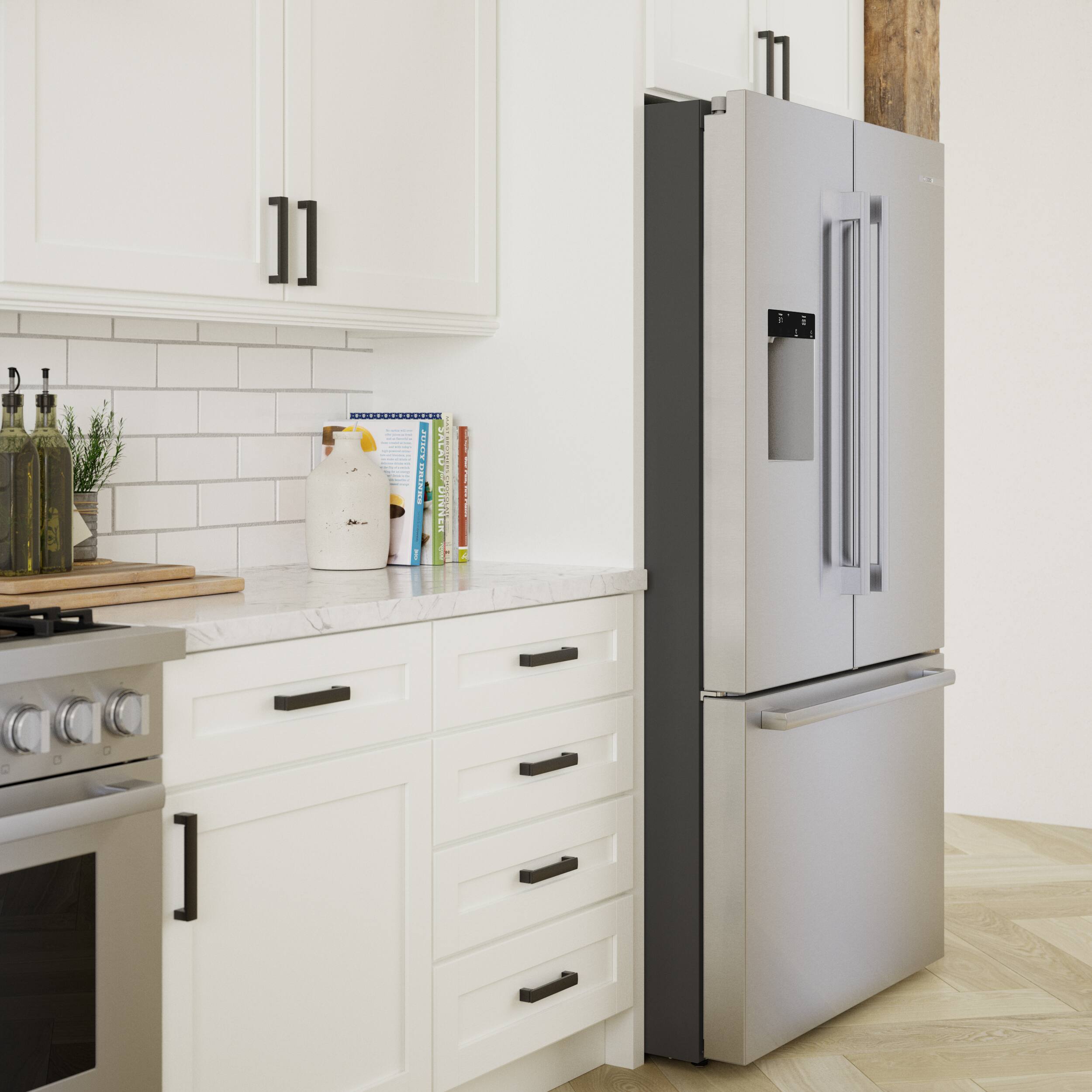 Alt View 14. Bosch - 500 Series 26 Cu. Ft. 3-Door French Door Smart Refrigerator with External Water and Ice - Stainless Steel.