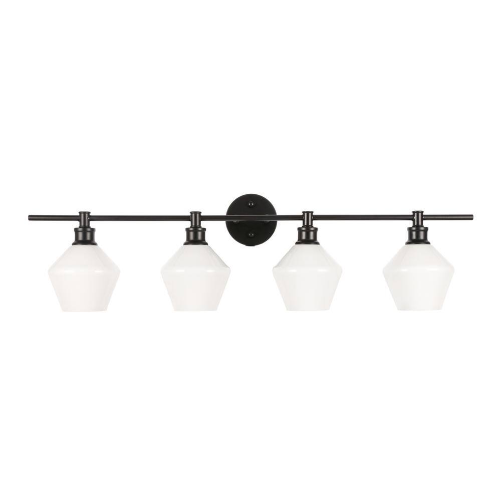 Alt View 1. Living District - Gene 4 light Black and Frosted white glass Wall sconce - Black And Frosted White Glass.