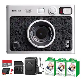 Fujifilm - Instax Mini EVO Instant Film Camera with 60 Films + 32GB Card - Black