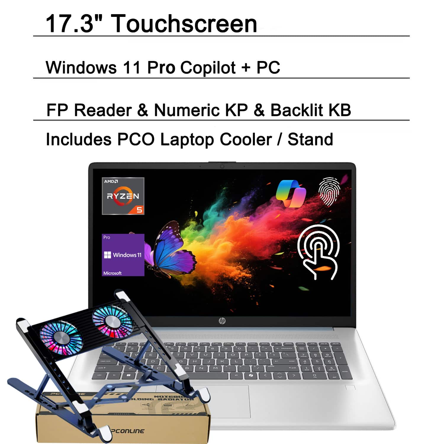 HP - 17.3" Touchscreen Laptop – AMD Ryzen 5 7430U with 32GB RAM - 512GB SSD - Ideal for Home Office & Multimedia Tasks - Blue