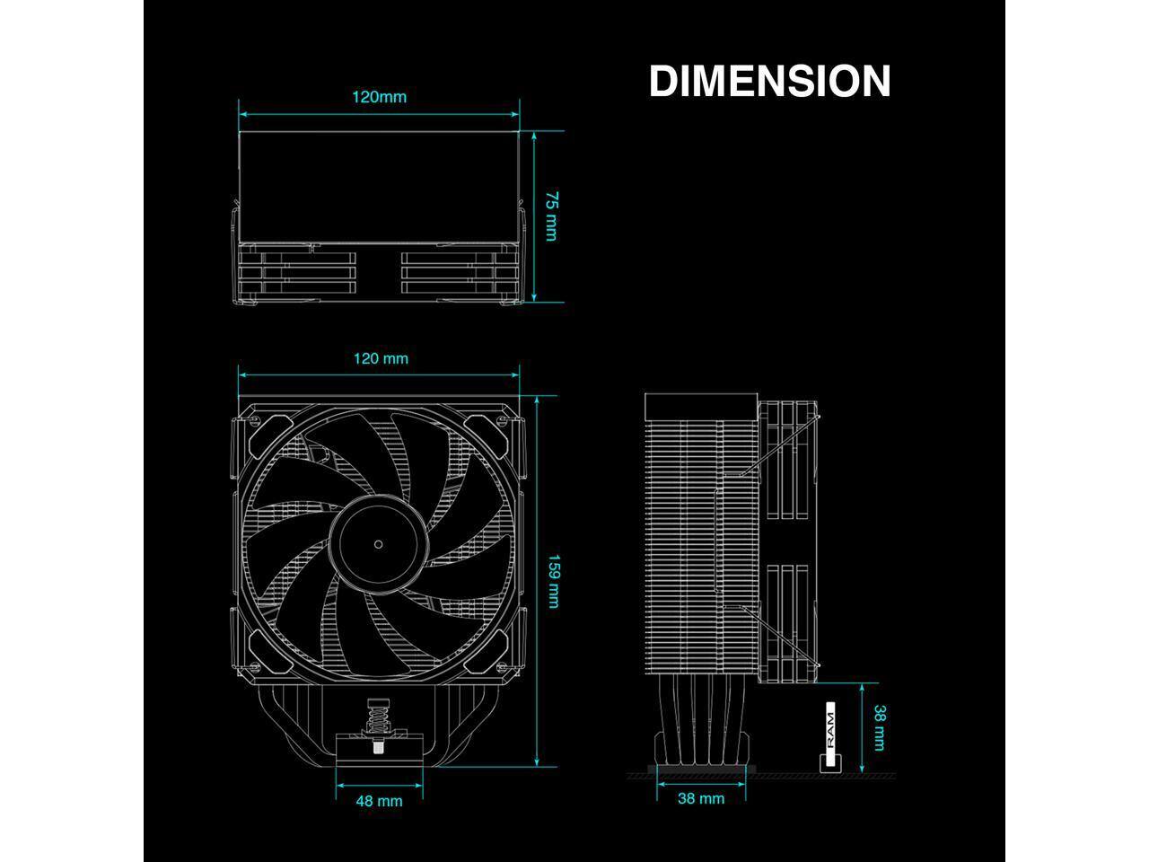 120mm DIMENSION 75 mm 120 mm 159 mm 48 mm 38 mm 38 mm