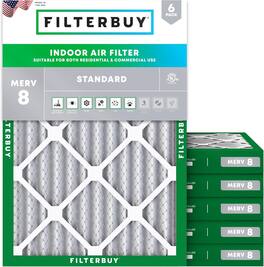 Filterbuy - 21x22x2 MERV 8 Dust & Allergy Defense, Electrostatic Pleated HVAC AC Furnace Air Filters Replacement (6-Pack) - Silver