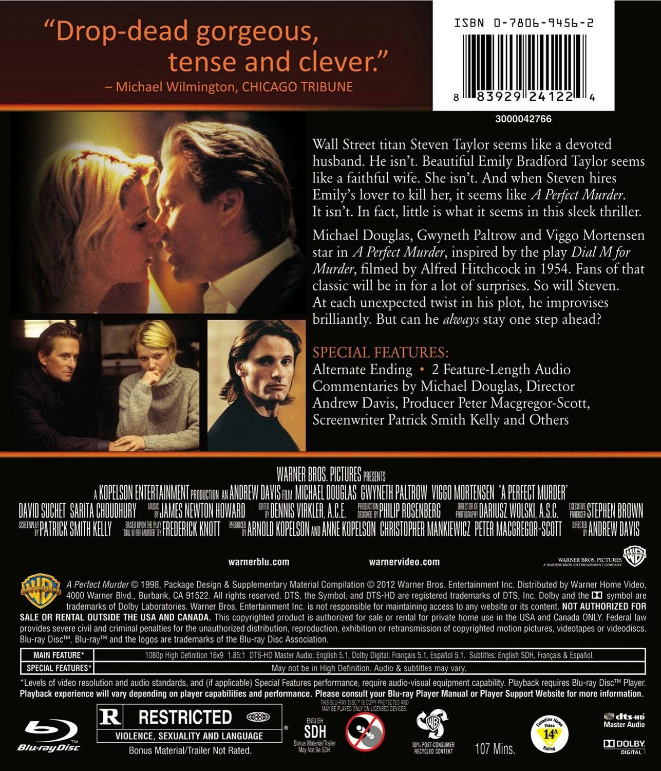 Back. A Perfect Murder [Blu-ray].
