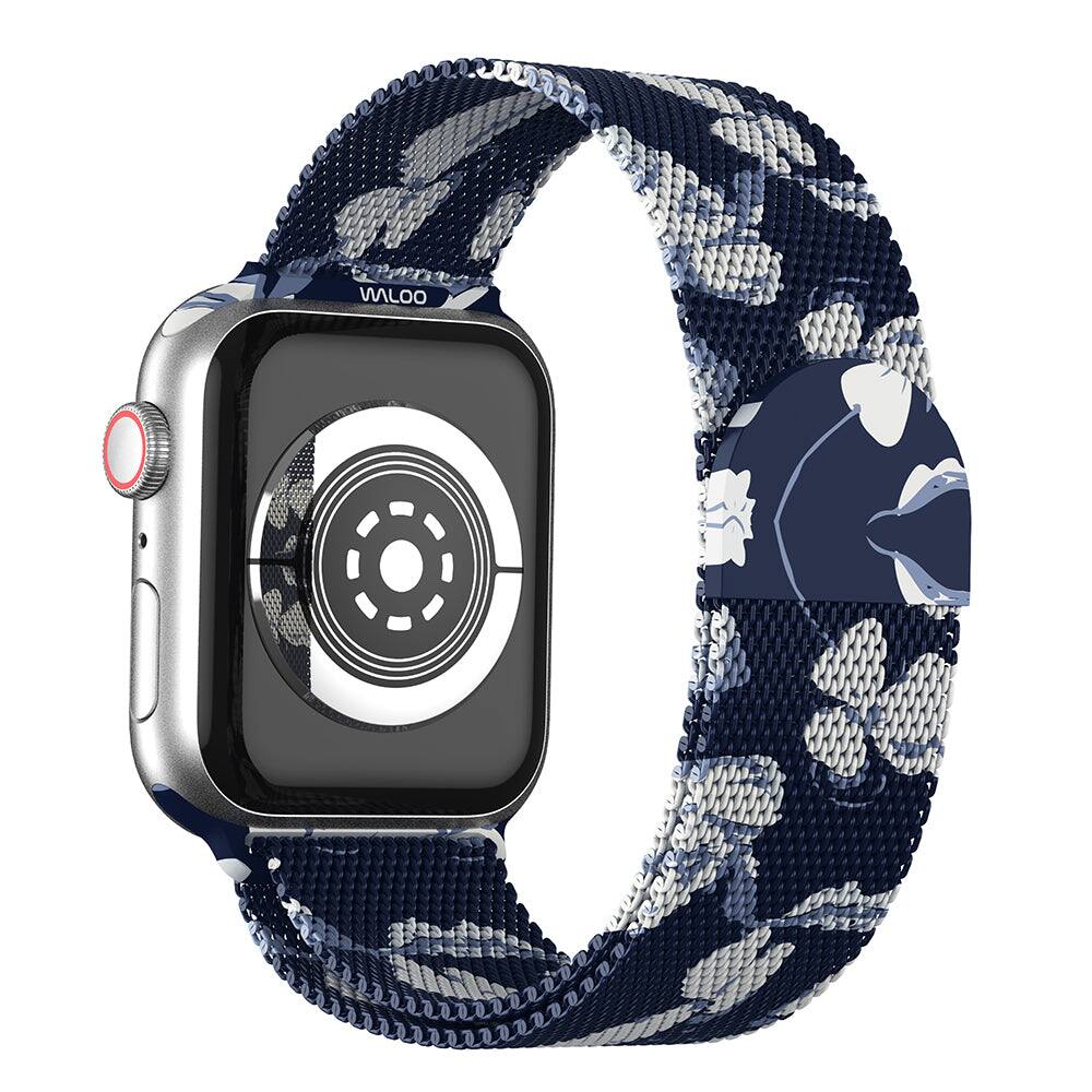 Alt View 7. Waloo - Waloo Floral Printed Magnetic Mesh Band For Apple Watch - Floral White.