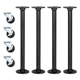 Oumilen - 4 Pack Industrial Pipe Table Legs with Locking Casters – 12.13in Metal Legs for DIY Coffee Table - Black