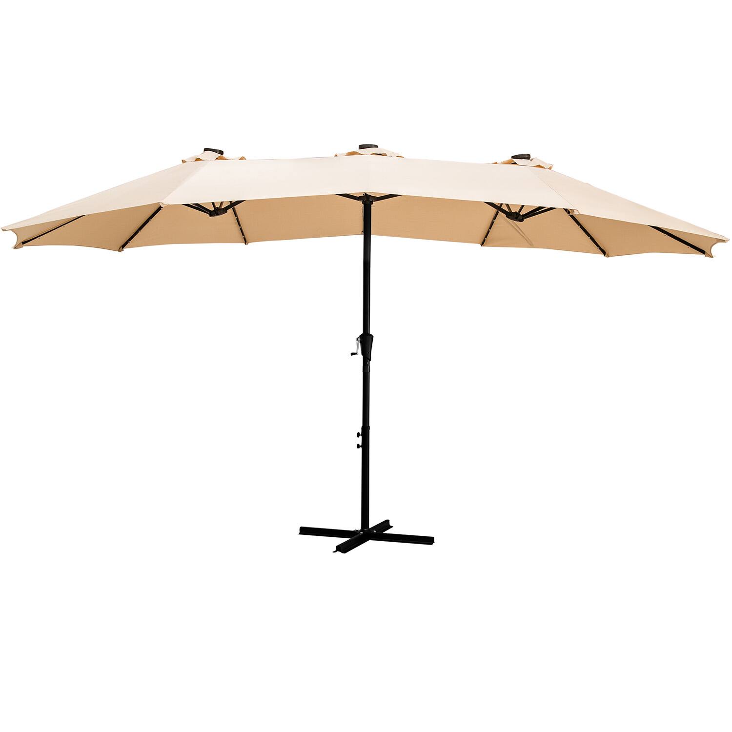 Front. Ainfox - Ainfox 15ft Patio Umbrella With LED Lights - Khaki.