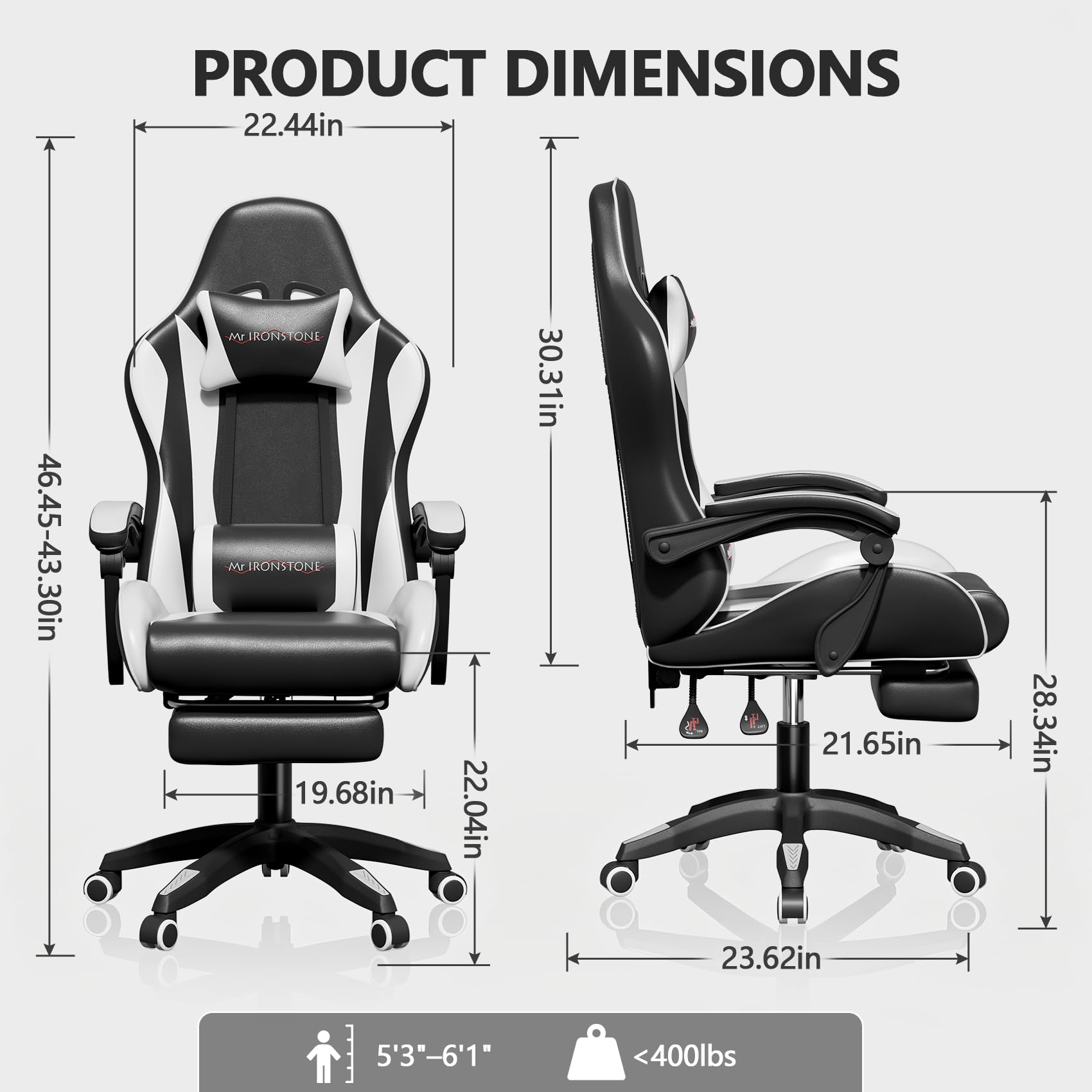 PRODUCT DIMENSIONS

22.44in

46.45-43.30in

METRONSTONE Mr IRONS TONE M

19.68in

22.04in

30.31in

21.65in

28.34in

23.62in

5'3"-6'1"

<400lbs