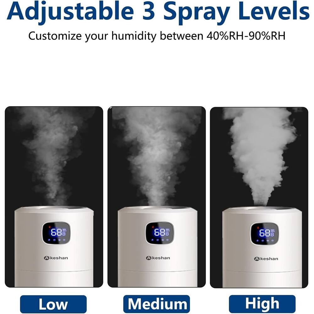 Adjustable 3 Spray Levels  
Customize your humidity between 40%RH-90%RH  

Low  
Medium  
High