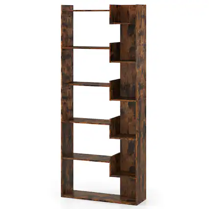 Front. Costway - Costway 1 PCS 6-tier Bookshelf Tall Display Shelf with 11 Open Shelves 2 Anti-tipping Kits - Rustic Brown.