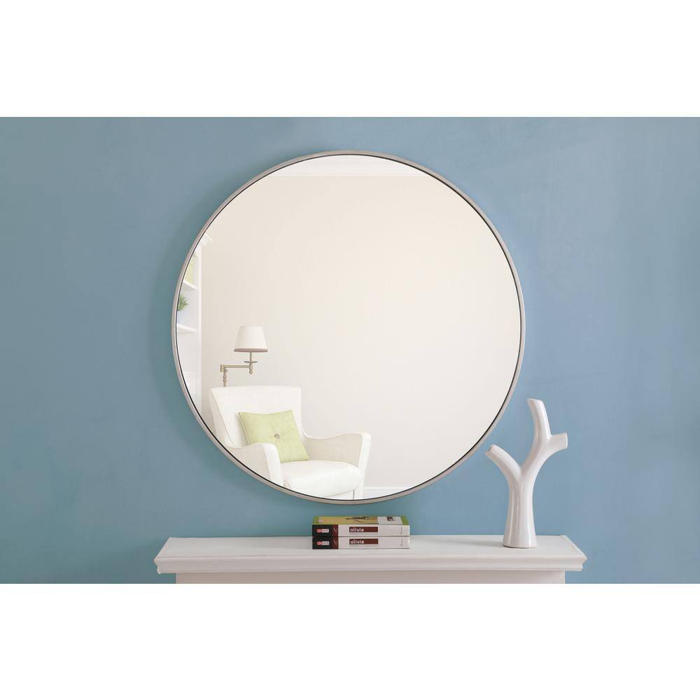 Alt View 3. Elegant Decor - Metal frame Round Mirror 36 inch Silver finish - Silver.