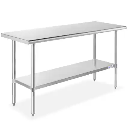 Front. GRIDMANN - 60 x 24-in NSF Stainless Steel Commercial Prep Table - Silver.