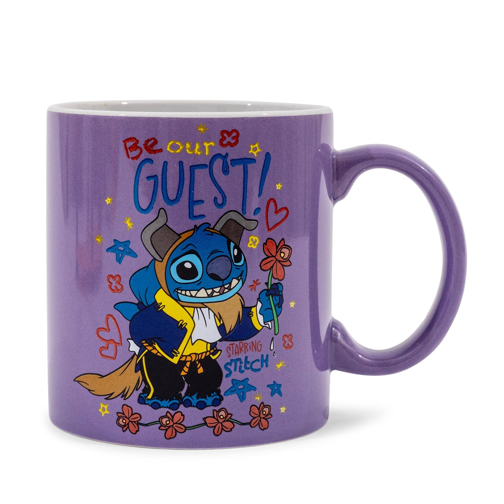 Silver Buffalo - Disney Lilo & Stitch "Be Our Guest" Ceramic Mug | Holds 20 Ounces - Purple