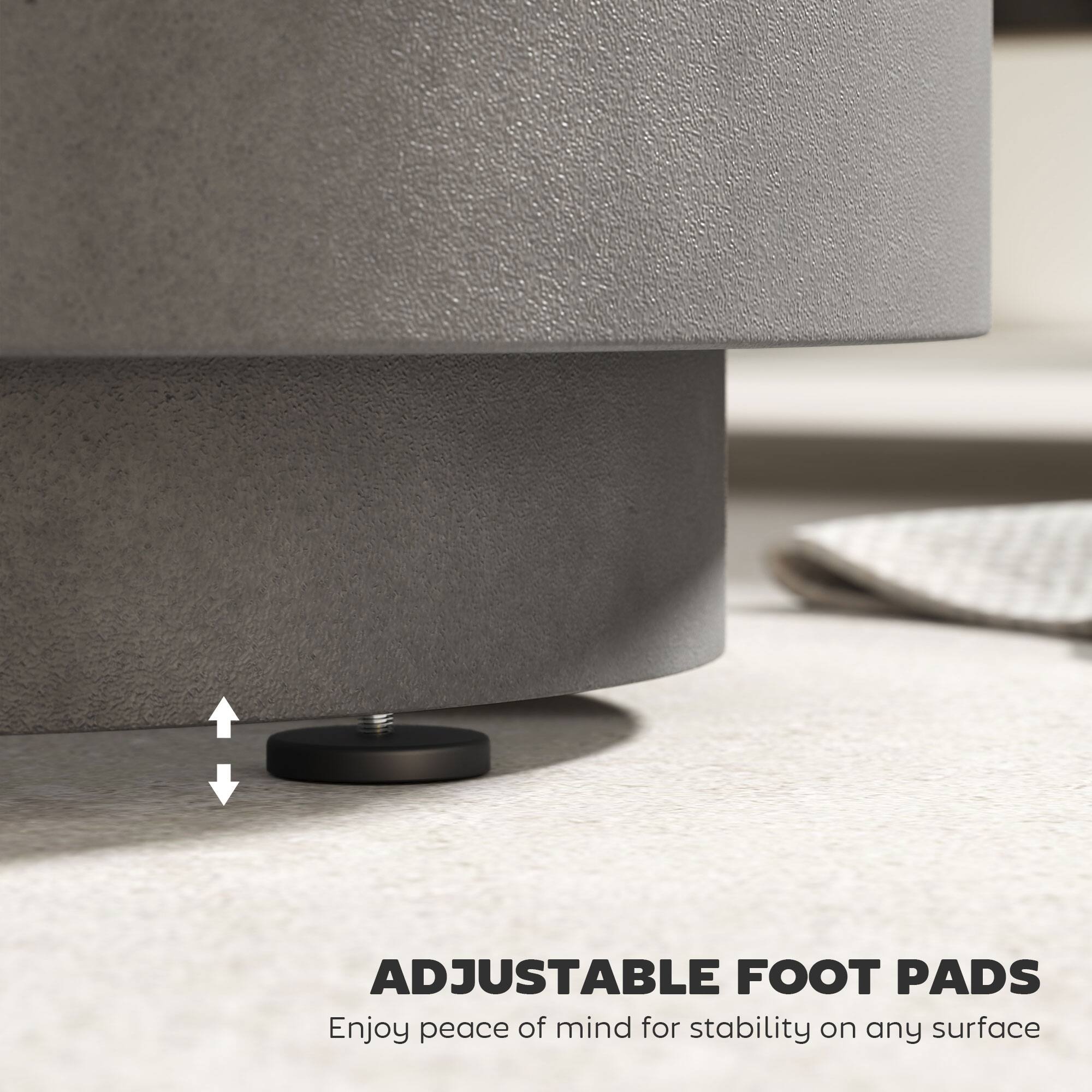 ADJUSTABLE FOOT PADS  
Enjoy peace of mind for stability on any surface