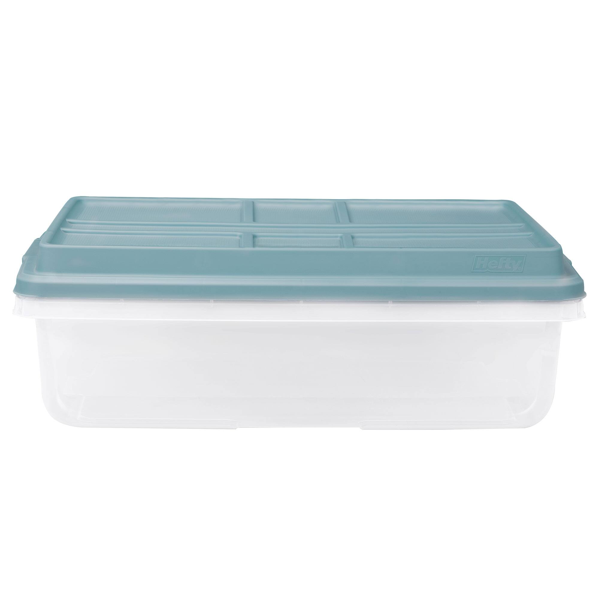 Alt View 5. Hefty - Hefty 40 Qt Hi-Rise Stackable Plastic Storage Bin with Lid, 6 Pack, Smoke Blue - Smoke Blue.
