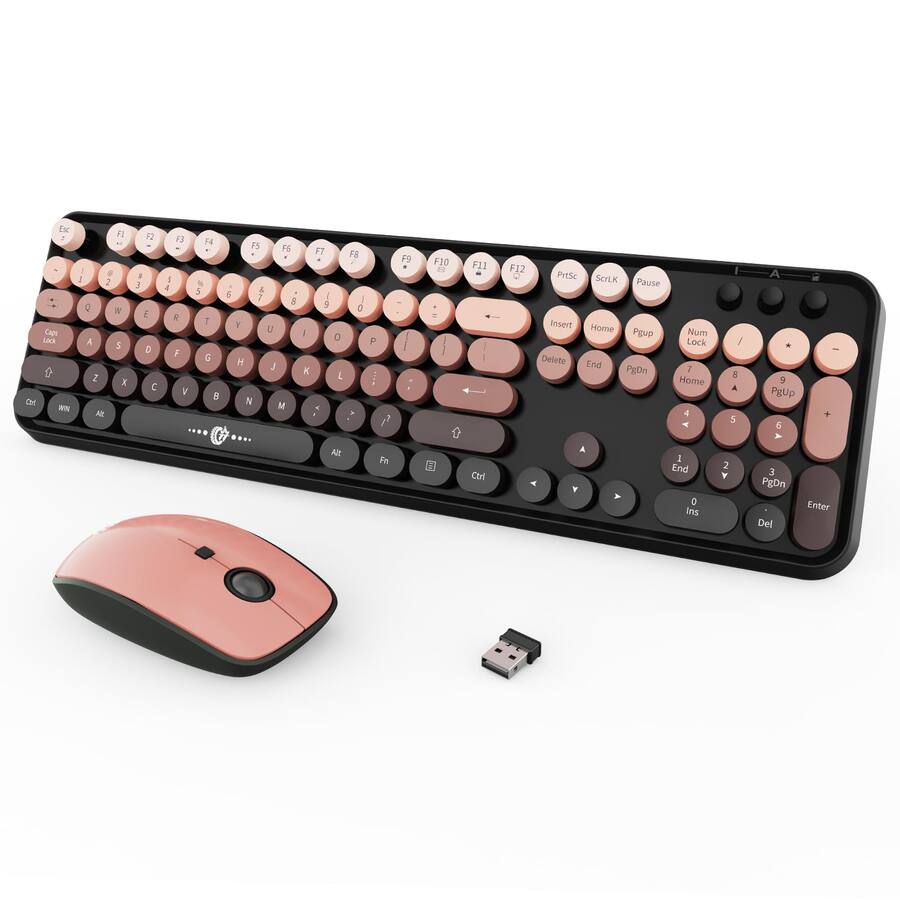 Cottage Core Computer Mouse COTTAGE And Mouse Combo 104 Round Keys Cute Colorful With Retro ...
