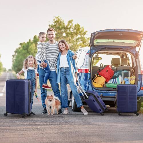 Alt View 8. Winado - 3-in-1 20" 24" 28" Trolley Carry On Luggage Set Spinner Wheels Lightweigh Hardside PP Suitcase Sets with Built-in Lock - Blue.