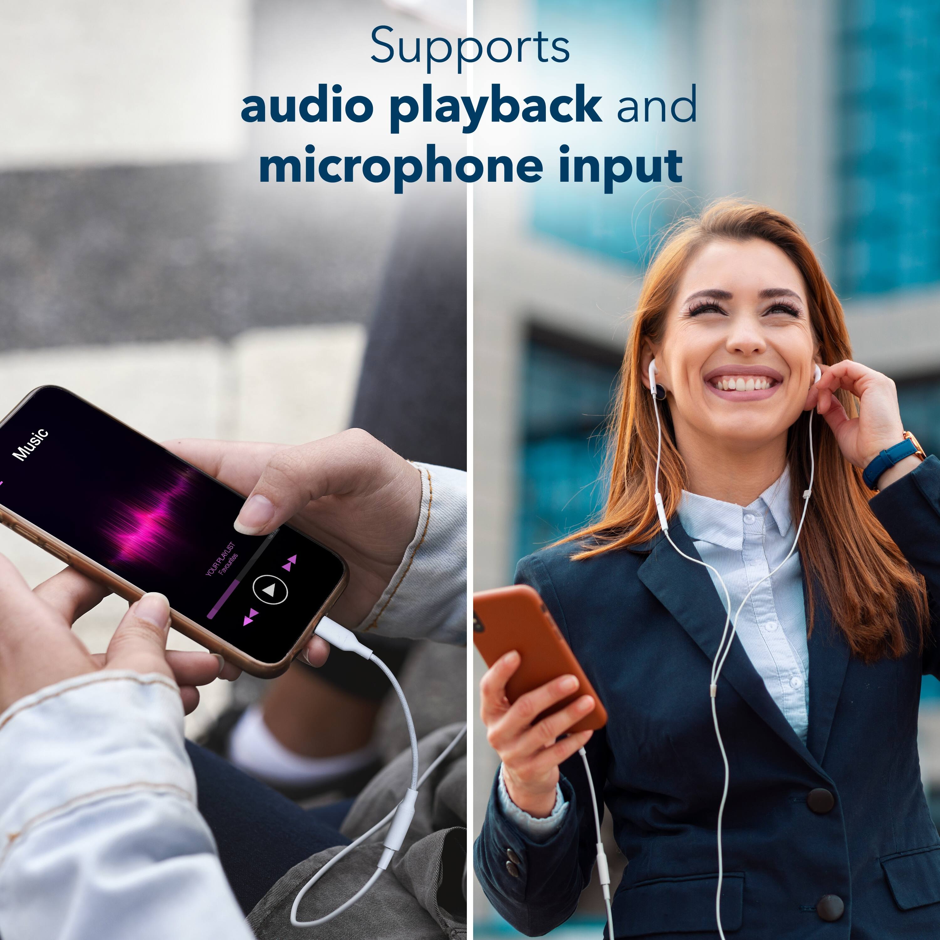 Supports audio playback and microphone input
