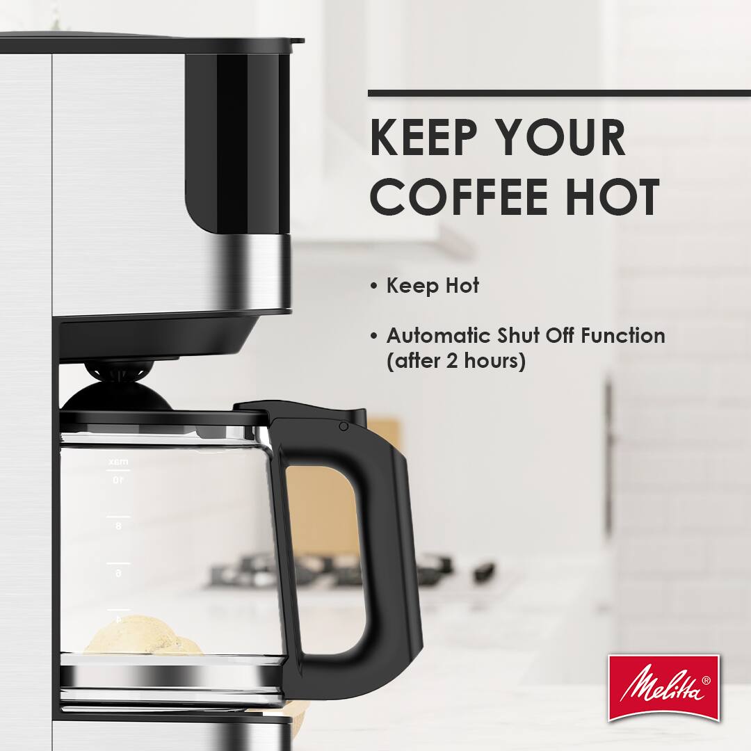 KEEP YOUR COFFEE HOT

- Keep Hot
- Automatic Shut Off Function (after 2 hours)

Melitta