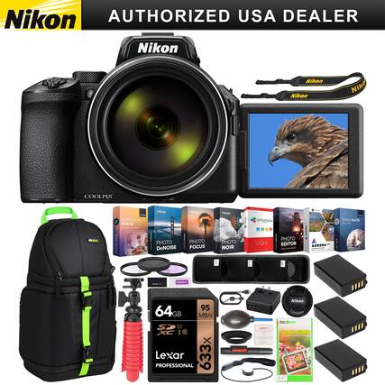 Nikon Authorized USA Dealer
Nikon Coolpix
- Slideshow Maker
- Photo Denoise
- Photo Focus
- Photo Noir
- Office Suite
- Photo Editor
- Aurora Video Suite
- 64GB Lexar Professional 633X 95 MB/s
- Screen Guard 3.5"
- Nikon Strap
- Nikon Lens Hood
- Nikon Camera Bag
- Tripod
- Memory Card Reader
- USB Cable
- Cleaning Kit