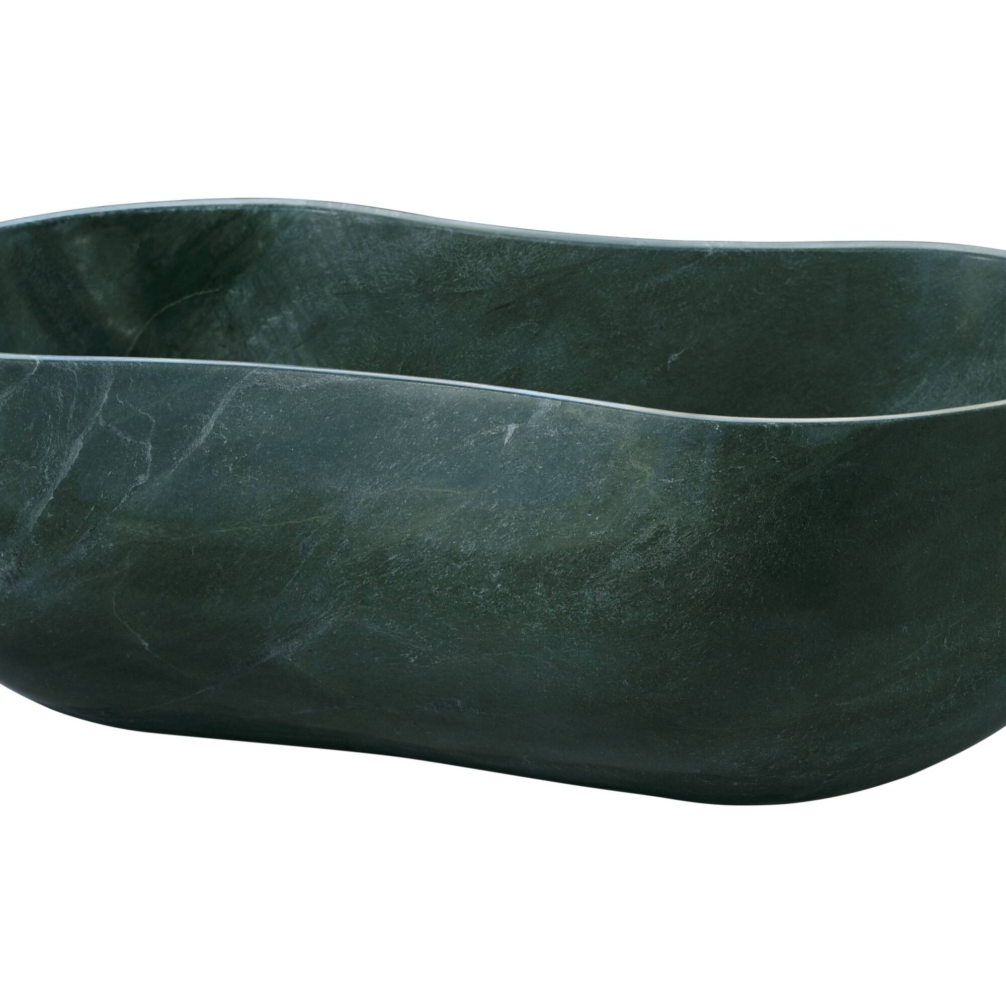 Alt View 6. ELEMENT ACE - Elegant Natural Marble Bathroom Vessel Sink with Polished Surface, Wavy Design for Modern Decor - Green.