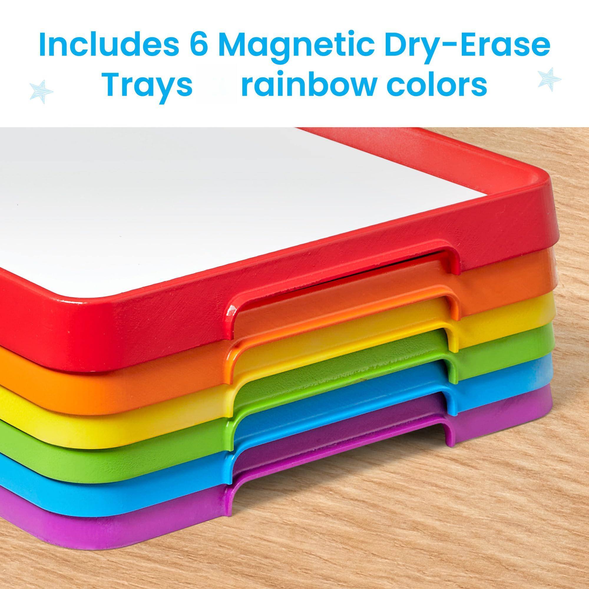 Includes 6 Magnetic Dry-Erase Trays  
rainbow colors