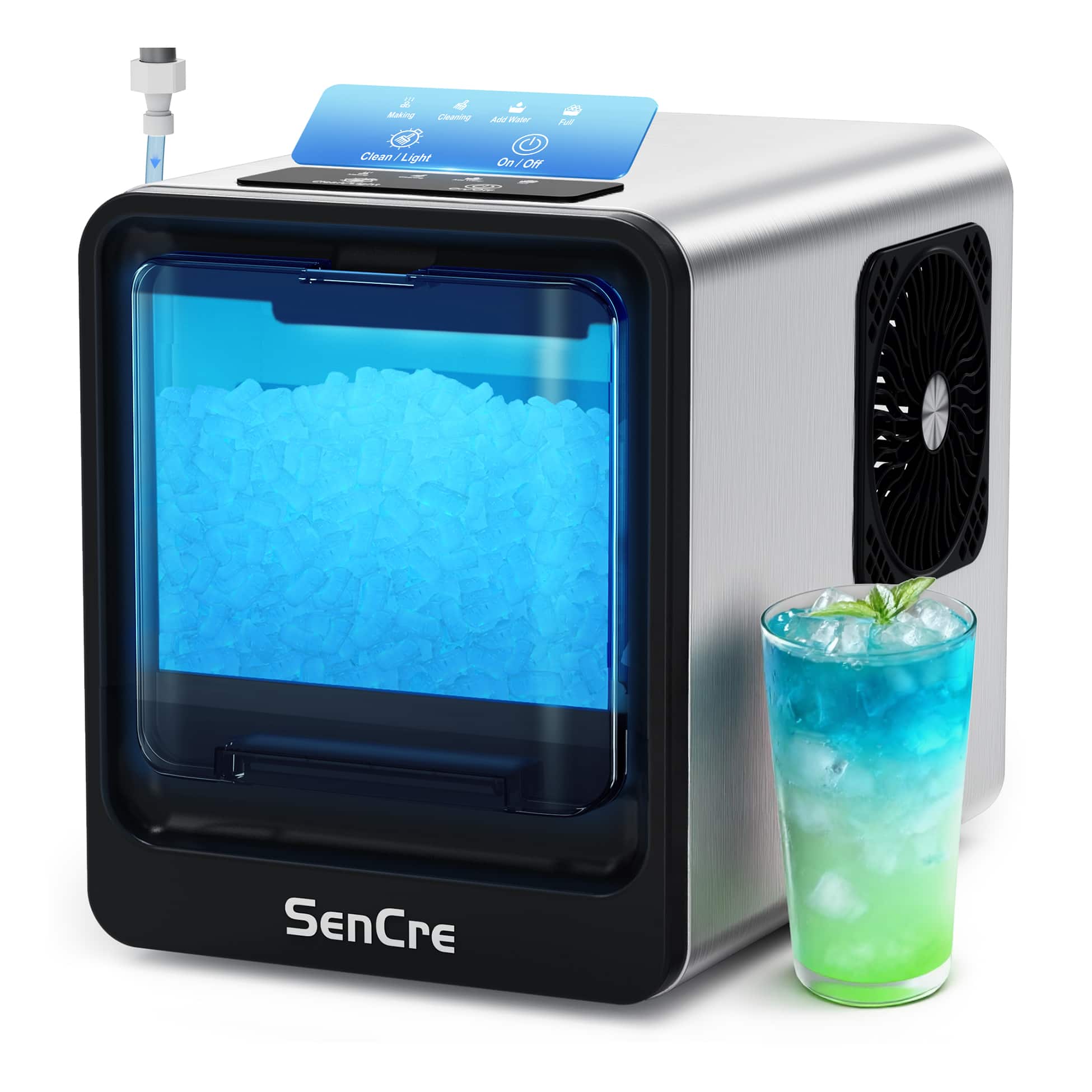 Aeitto - Nugget Ice Maker Countertop Ice Machine with Pull-Out Drawer ＆ One-Click Self-Cleaning, 42lbs/Day - Black