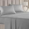 Front. CGK Linens - Luxury 1000 Thread Count 4 Piece Sheet Set - Soft & Premium 100% Cotton Sateen - Queen - Light Grey.