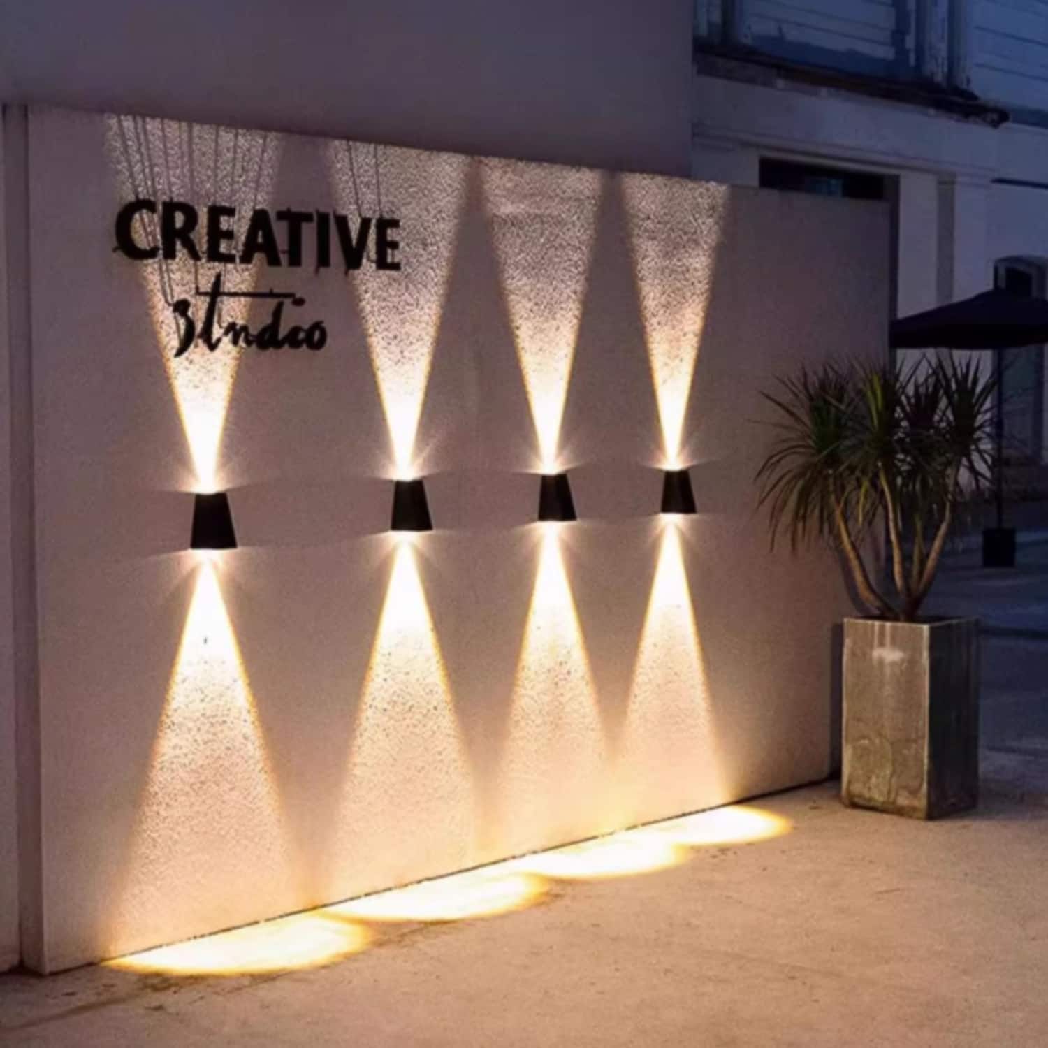 Auledio - 4 pc Solar Outdoor Wall Lights, ,Up/Down, Dusk to Dawn Waterproof for Patio, Garage, Porch - warm light