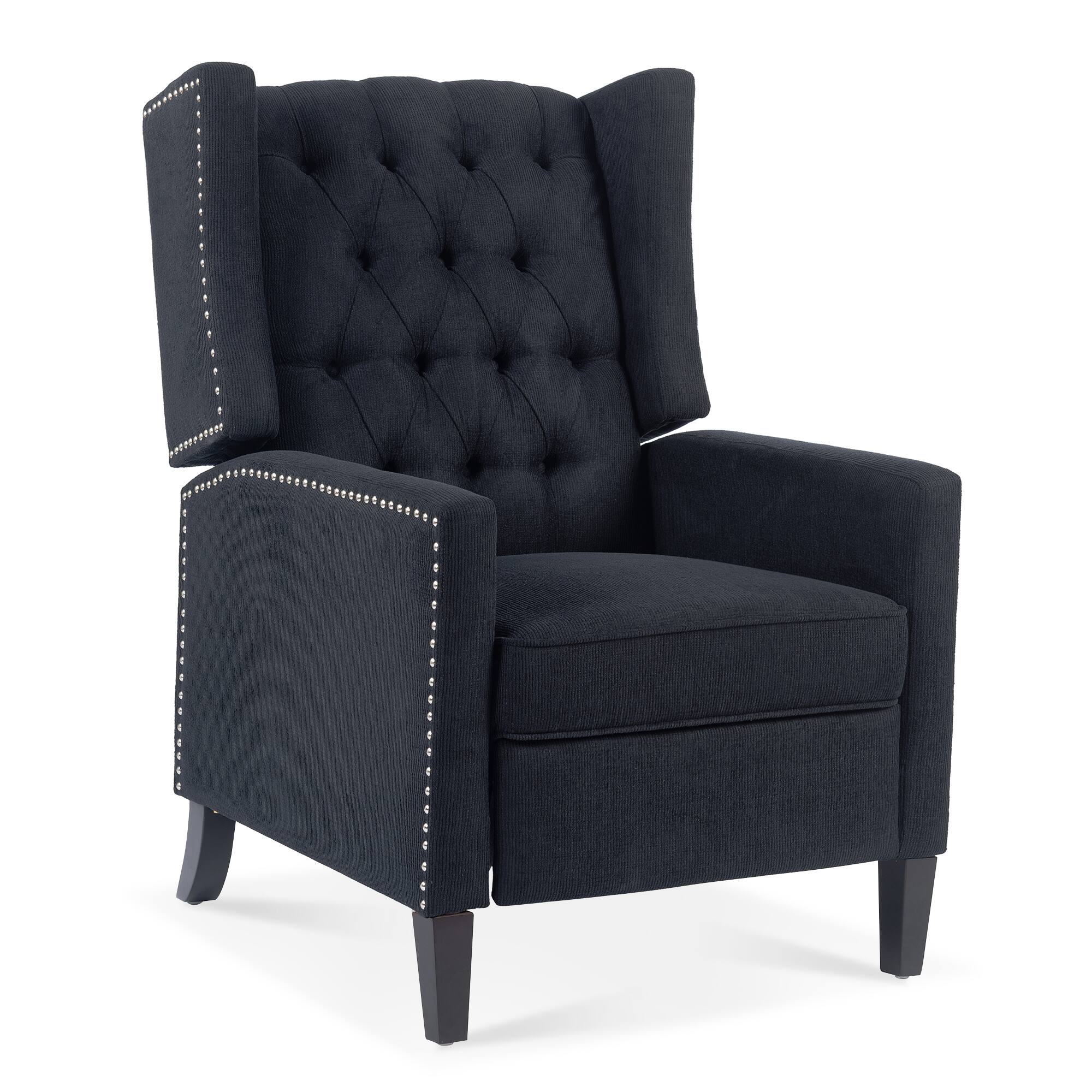Alt View 1. APRILSOUL - Wide Manual Wing Chair Recliner - Black.