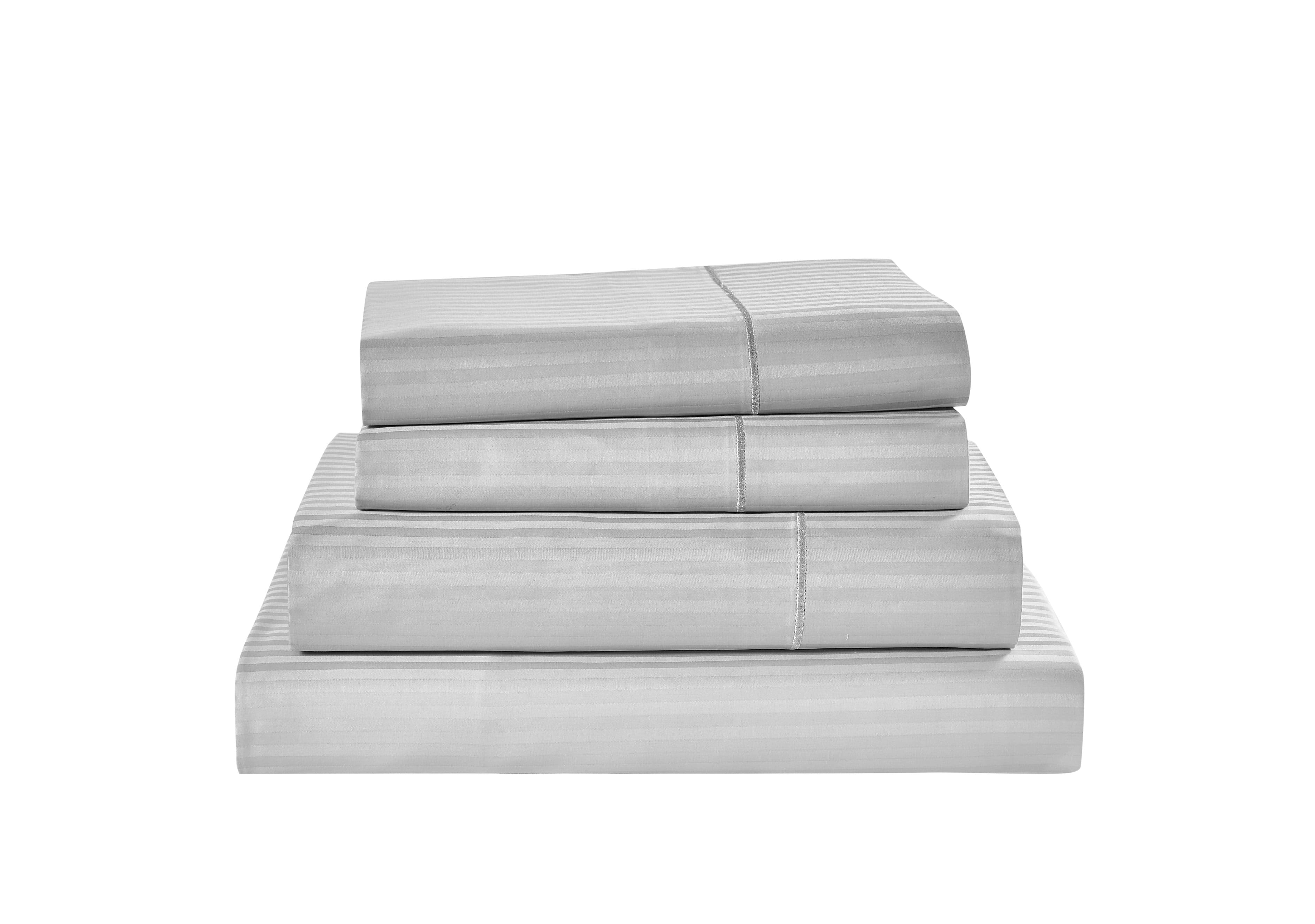 Kathy Ireland - 500 Thread Count Damask Stripe Sheet Set with Optifit - Silver