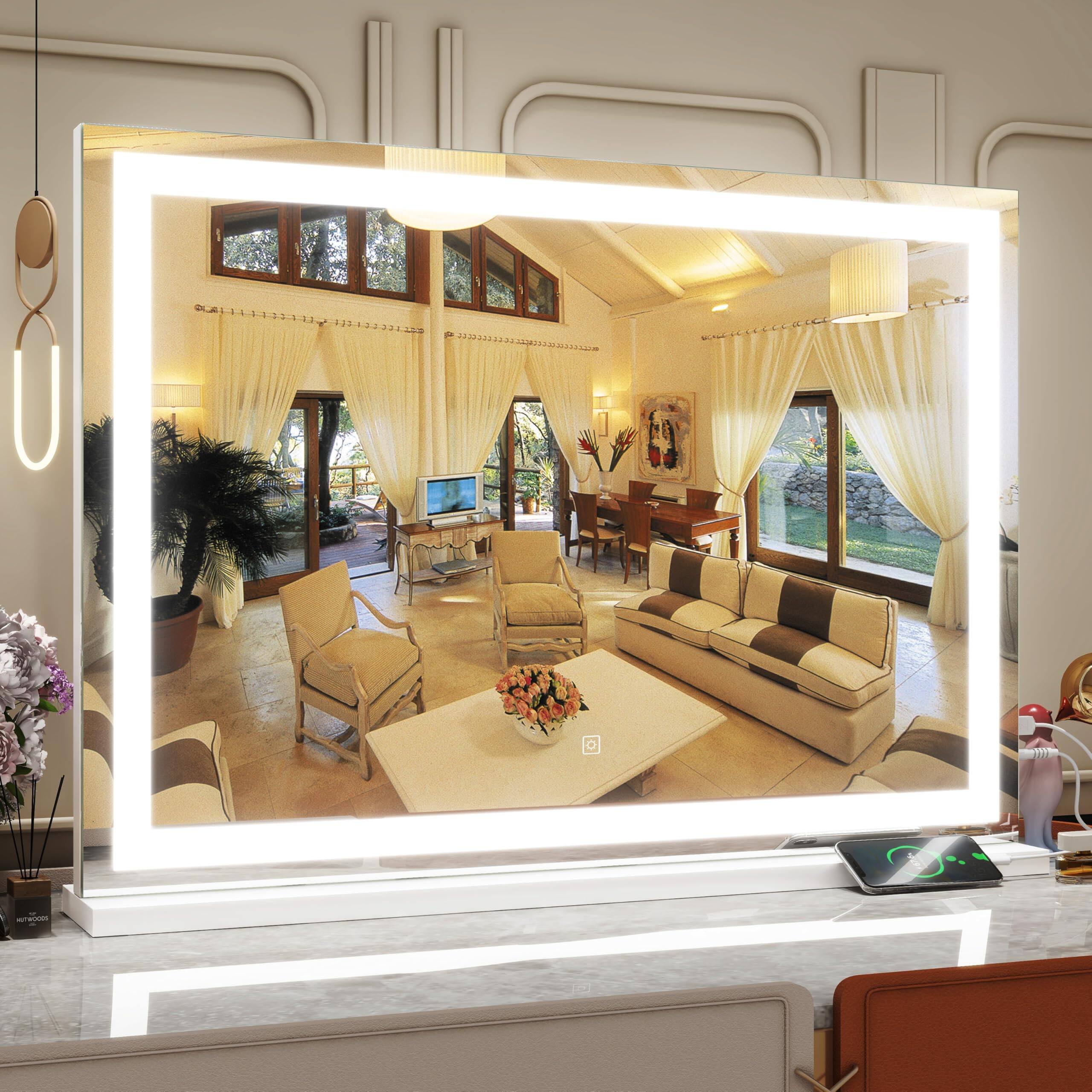 Pacoar Cade - Inch Lighted Vanity Mirror color & Touch Control Large Makeup For Dressing Room (wall/ Mount - White-8"L x 10"W