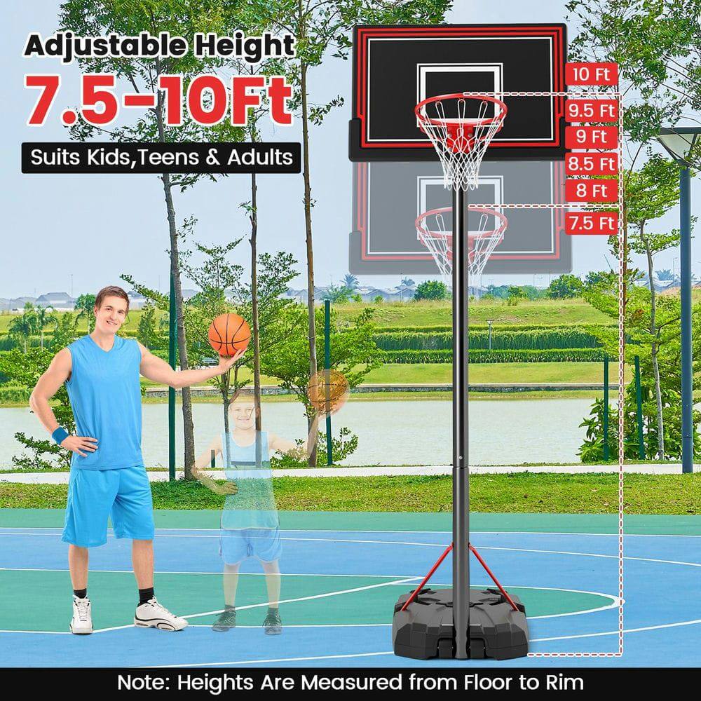Adjustable Height 7.5-10Ft  
Suits Kids, Teens & Adults  

10 Ft  
9.5 Ft  
9 Ft  
8.5 Ft  
8 Ft  
7.5 Ft  

Note: Heights Are Measured from Floor to Rim