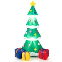 Costway - 6 FT Inflatable Christmas Tree Blow-up Christmas Tree Decoration with Gift Boxes - Multicolor - Front_Zoom