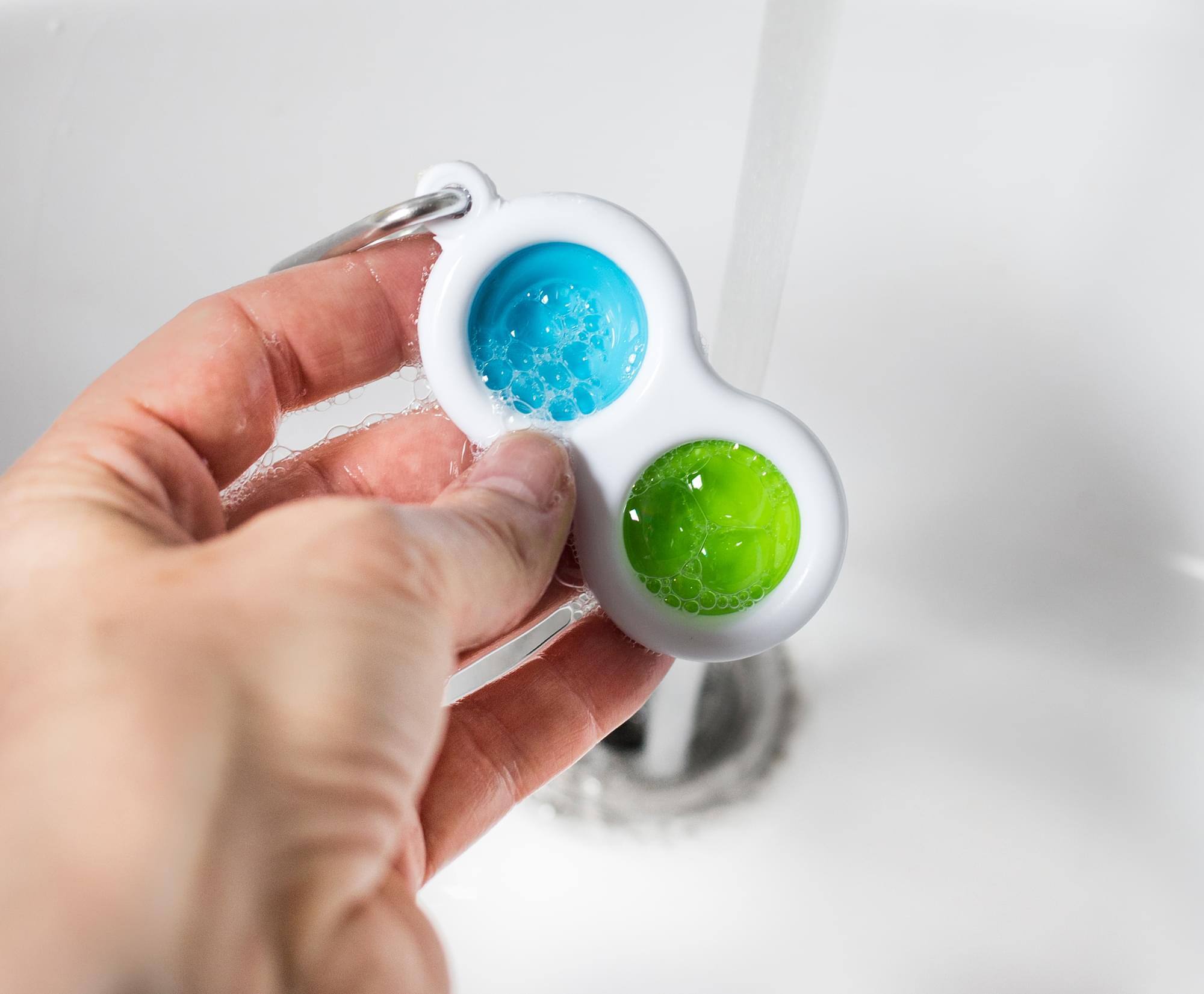 Alt View 3. Toynk - Push Pop Toy 2-Button Keychain | Blue/Green - Green.