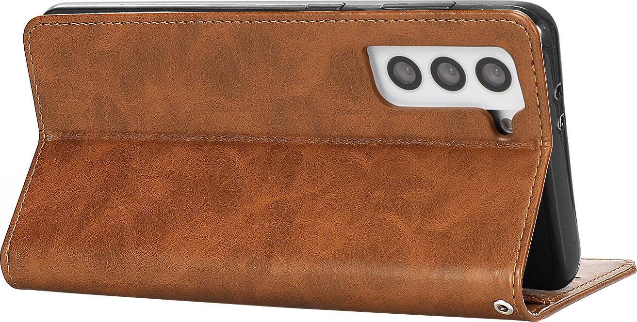 Alt View 12. SaharaCase - Genuine Leather Folio Wallet Case for Samsung Galaxy S24 - Brown.