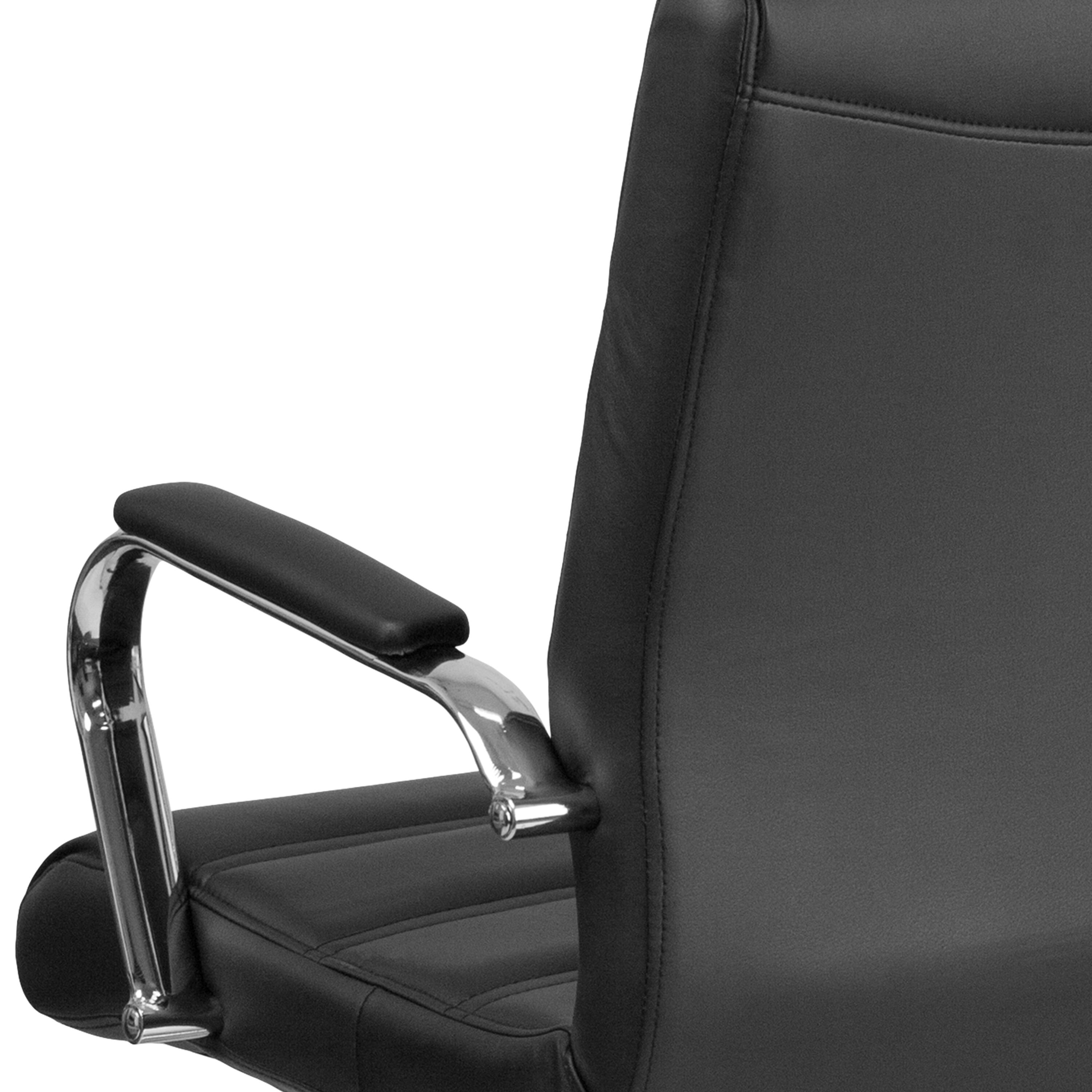 Alt View 9. Emma + Oliver - Mid-Back Executive Swivel Office Chair with Metal Frame and Arms - Black LeatherSoft/Chrome Frame.