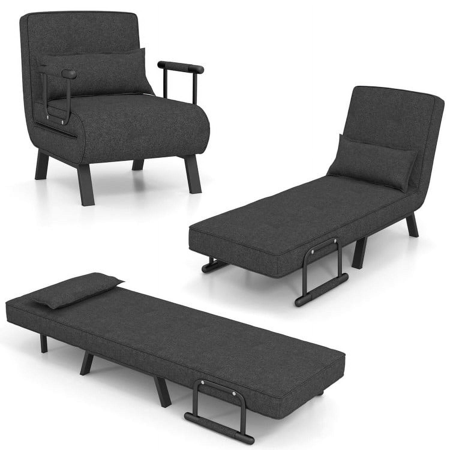 Alt View 4. Resenkos - Folding Bed, Floor Single Chairs, Cozy Futon Chair,Folding 6 Position Convertible Sleeper Bed Armchair Lounge Couch-Gray - Gray.