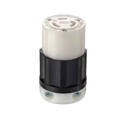 Leviton - Industrial Nylon Non-Grounding Locking Connector L10-20R 16-10 AWG 3 Pole 3 Wire - Black|White