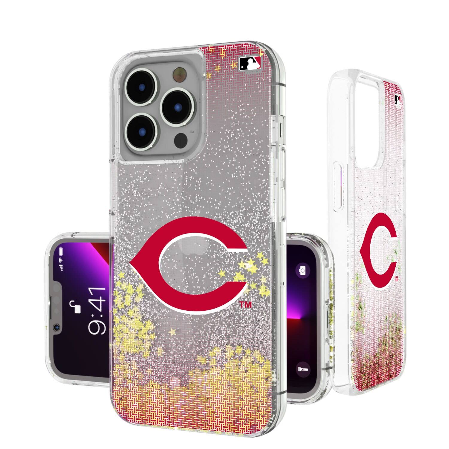 Keyscaper - MLB - Cincinnati Reds Linen Logo iPhone Glitter Case - 14 Pro Max - Multicolor