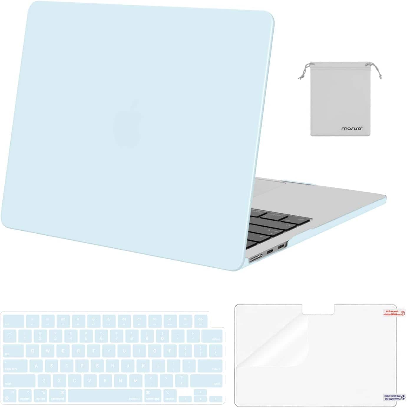 mosiso - Case for 13-inch MacBook Air M5 A3449 M4 A3240 M3 A3113 M2 A2681 with Keyboard Cover Screen Protector and Pouch - Cloud Blue price history on PriceWatchPro