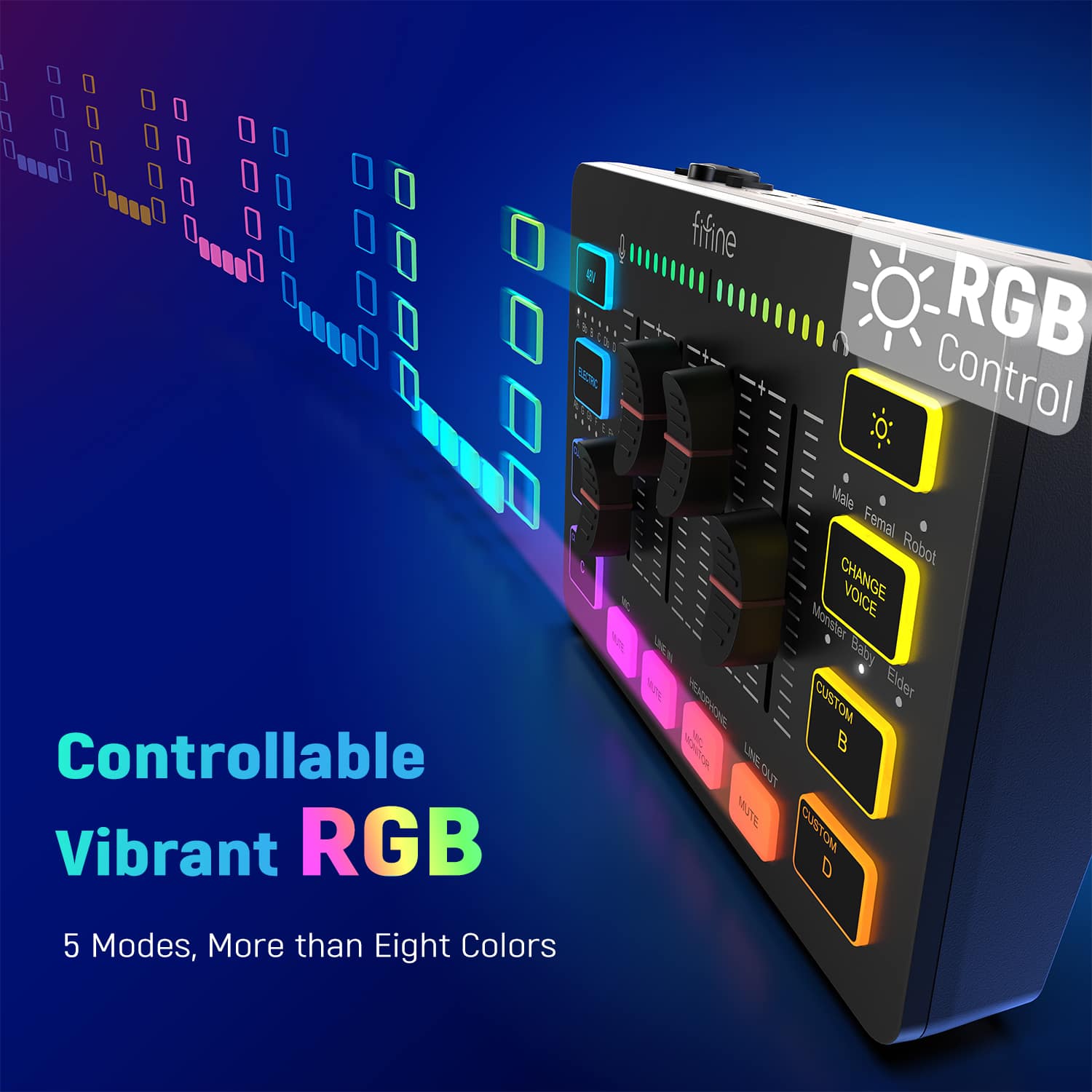 Controllable Vibrant RGB firine RGB OK Control 6 Modes, More than Eight Colors