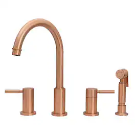 Solid Brass Double-Handle 360° Swivel Widespread Kitchen Faucet with Side Sprayer