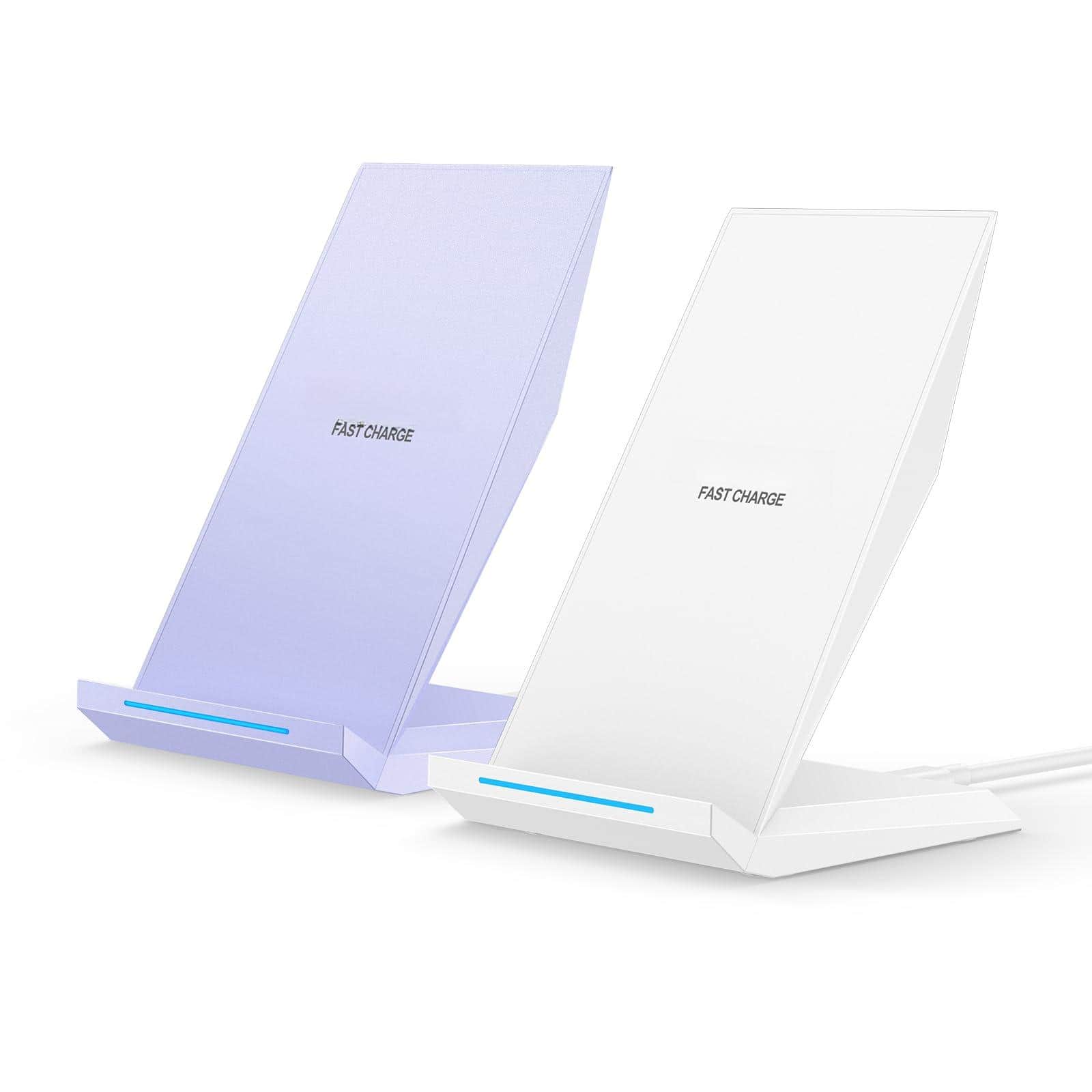 VEGA AUTOMOTIVE - Fast Wireless Qi Certified Charging Stand Compatible Air Pro Pro Max Phone For Galaxy S25 s24 s23 s22 And Q - White/Purple