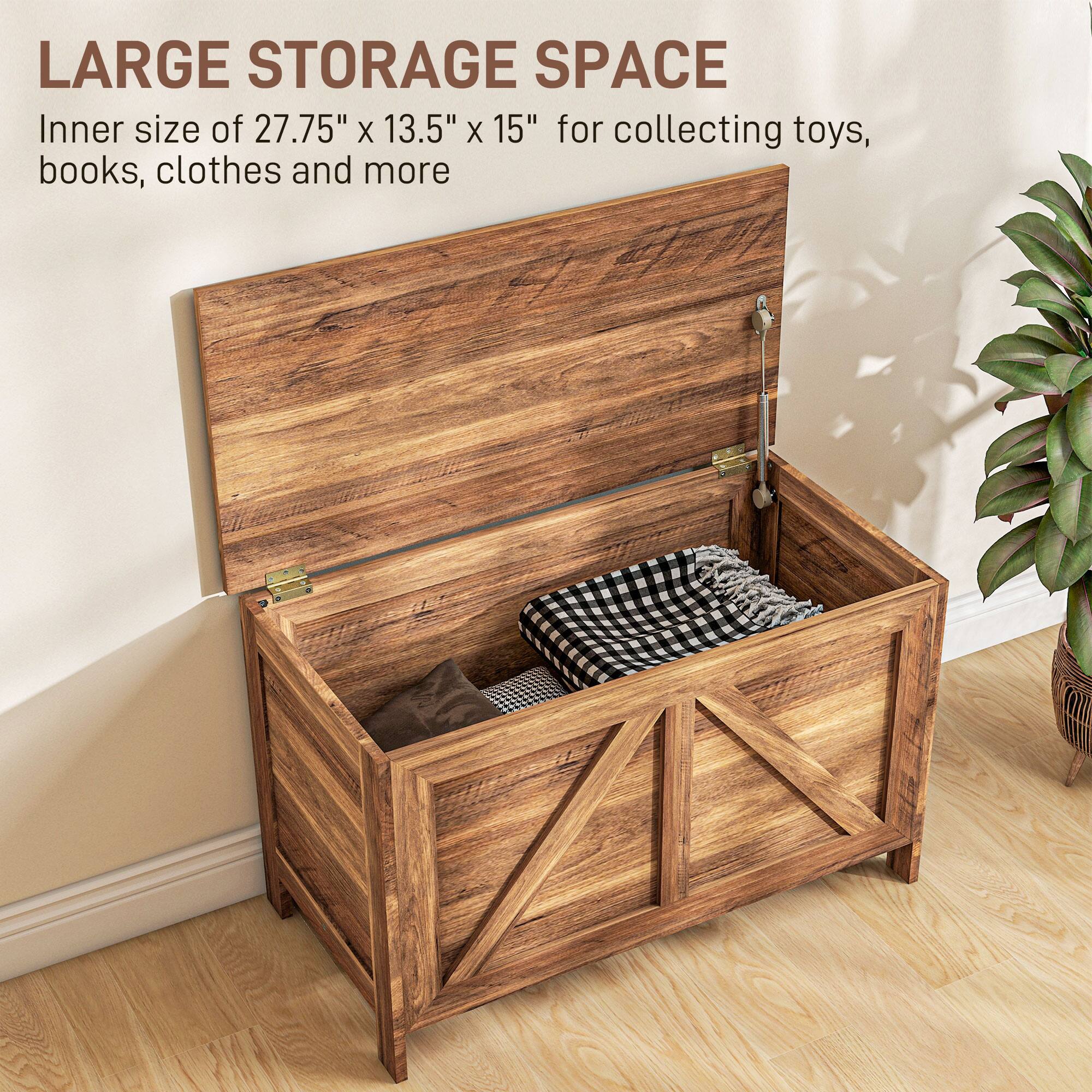 LARGE STORAGE SPACE  
Inner size of 27.75" x 13.5" x 15" for collecting toys, books, clothes and more