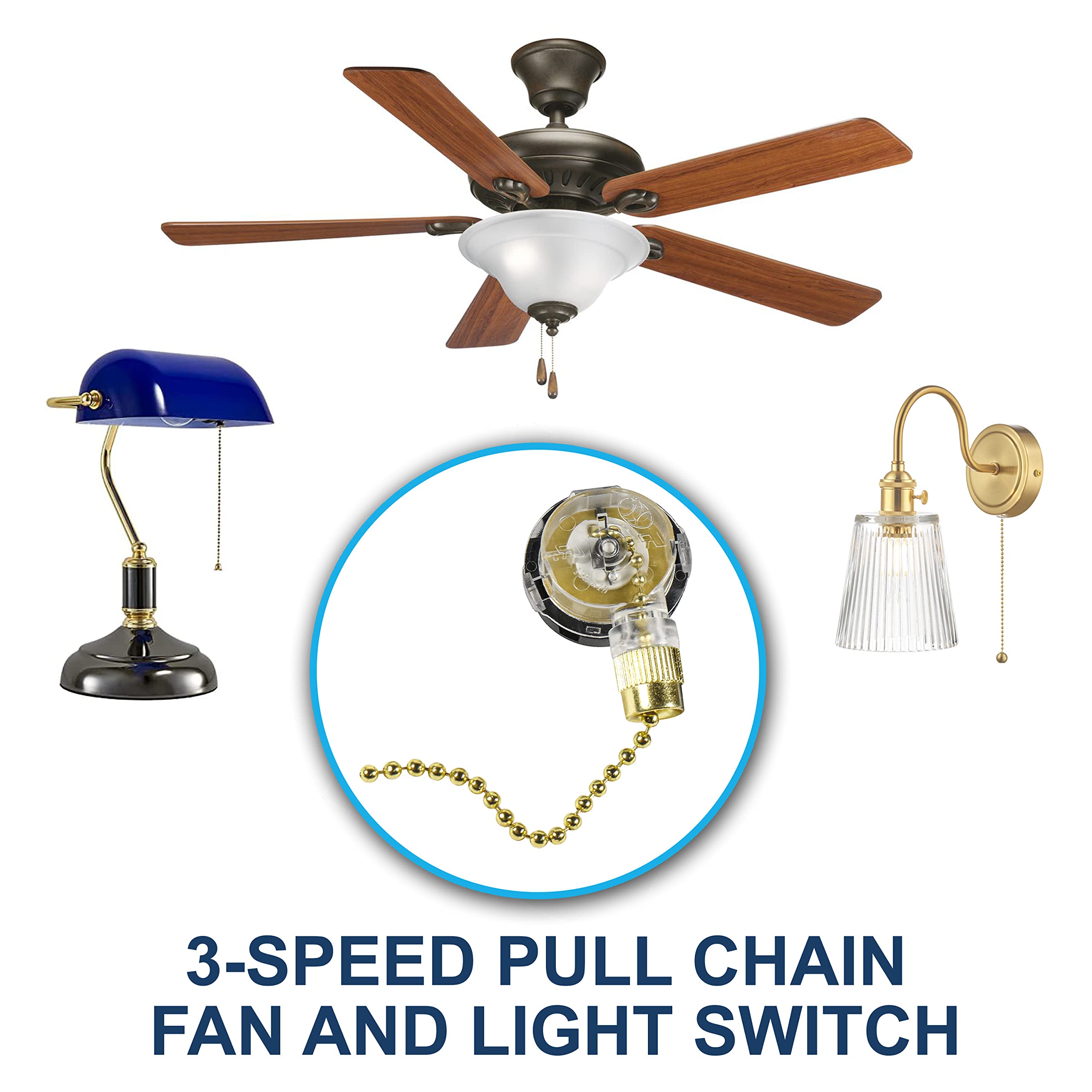 3-SPEED PULL CHAIN FAN AND LIGHT SWITCH