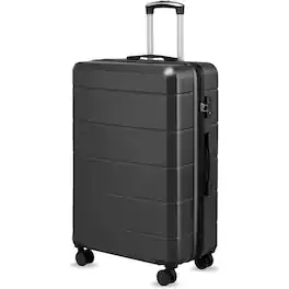 LUGGEX - 28 Inch Checked Luggage with Spinner Wheels, 106L Large Expandable Hardside Suitcase with TSA Lock - Lite-YY - Black