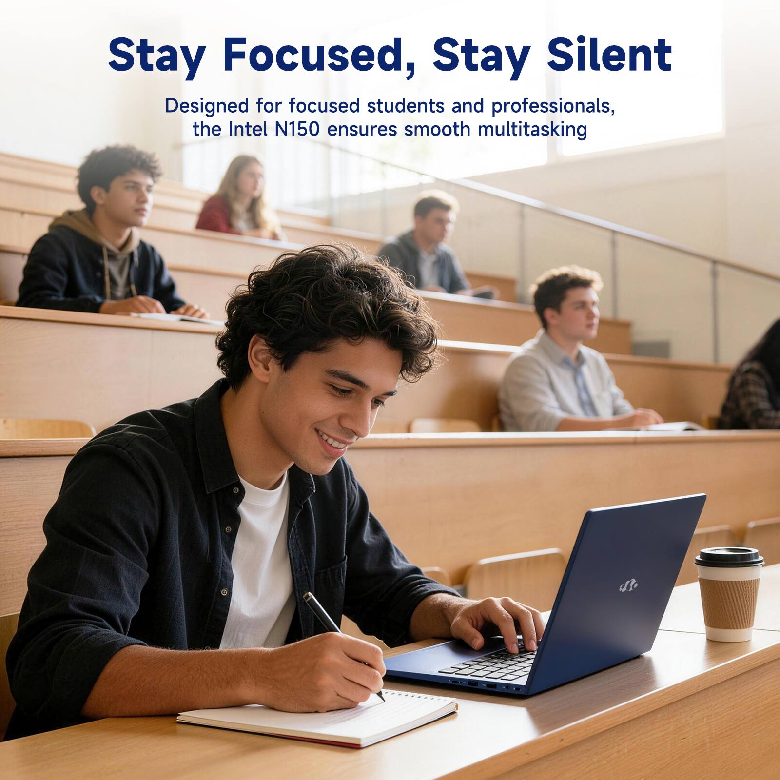 Stay Focused, Stay Silent  
Designed for focused students and professionals, the Intel N150 ensures smooth multitasking